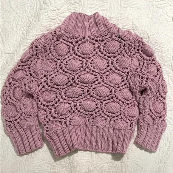 Tse Say Pink Scalloped Cotton Knit Bolero cardigan sweater